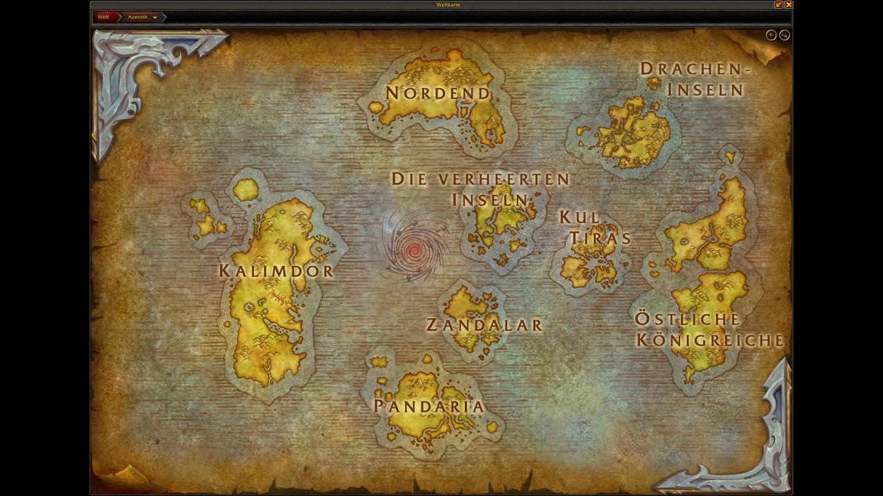 Weltkarte in World of Warcraft: Dragonflight mit den Dracheninseln